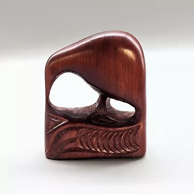 Vintage Carved Wood Kiwi Bird Sculpture Figurine Solid Wood Abstract 4  • $22