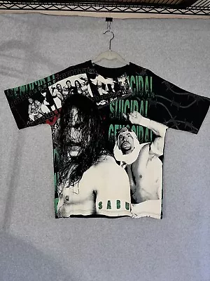 Vintage Sabu Ecw Double Sided Wrestling T Shirt Size L Aop Used Authentic • $95