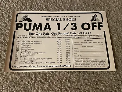 Vintage 1981 PUMA HIGH JUMP SHOT PUT DISCUS Track Running Shoes Poster Print Ad • $6.99