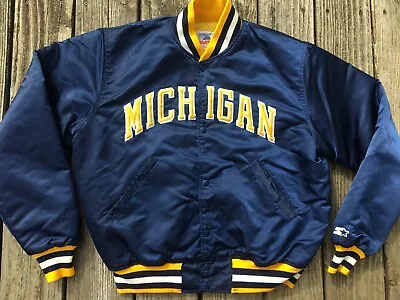 Michigan Wolverines Starter Satin Jacket Vtg 90s Bomber Throwback Fab 5 Sz L • $149.99