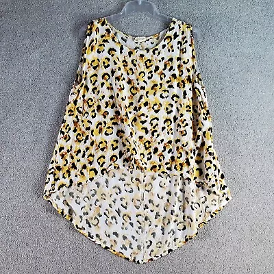 ZULU & ZEPHYR Top Blouse Womens 6 Yellow White Sleeveless Leopard Print Ladies • $18.99