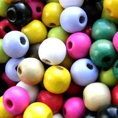 12mm Wooden Beads Wood Craft Beads Pack 100 Choose Your Colour  Kids • £2.45