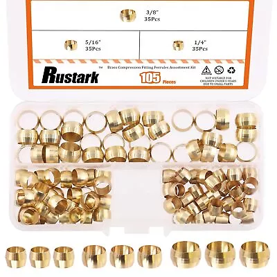 105Pcs 1/4 5/163/8â€ Brass Compression Fitting Sleeves Ferrules Assortment Kit • $19.67