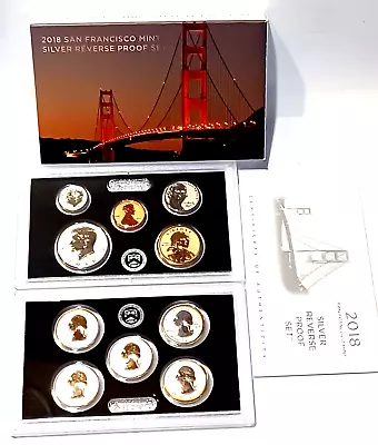 2018 S US Mint Silver Reverse Proof Set - 10 Coins W/ Box & COA • £120.53