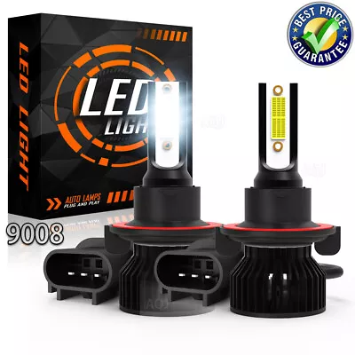 H13 9008 LED Headlight Bulbs Kit 100W 15000LM Hi/Lo Beam -Super Bright White • $18.59