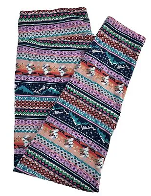 No Boundaries Fair Isle Leggings Ski Bunny Hearts Pastel & Bright Multi Size XXL • £6.06