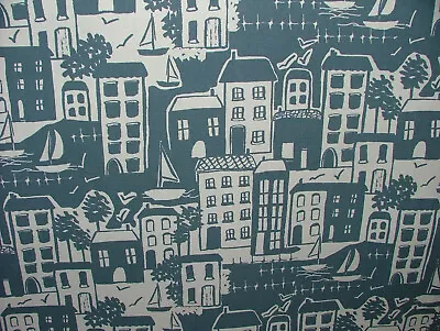 3m Quayside Navy Nautical Coastal Cotton Curtain Upholstery Cushion Blind Fabric • £5.25