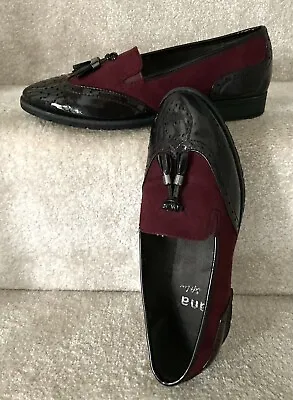 £21 • Buy Jana Shoes Uk 3.5 Women’s Black Patent & Burgundy Loafers Brogues Flats Tassels
