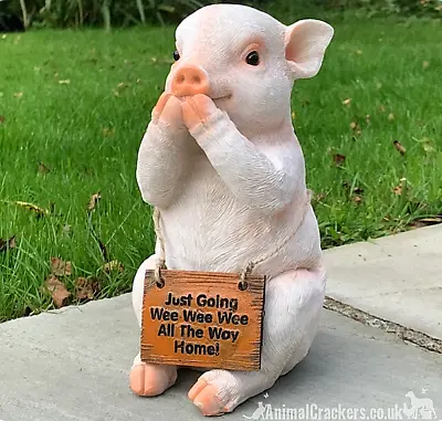 £22.95 • Buy Cute 22cm Pig With 'Wee Wee All Way Home' Sign Novelty Ornament Pig Lover Gift