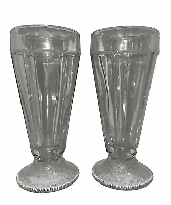 2 Libbey Ice Cream Soda Fountain Milkshake Malt Shoppe Glasses Basket Weave • $8.50