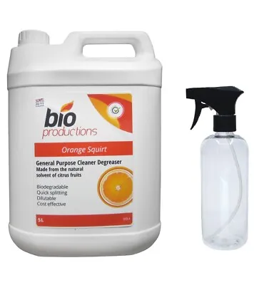£16.50 • Buy 5 Litre BIO-PRODUCTIONS Orange Squirt Strong Citrus APC Cleaner Degreaser Spray