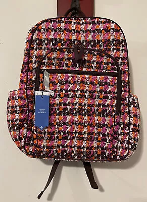 Vera Bradley Houndstooth Tweed Brown Colorful Campus Tech Backpack NWT! KA80 • $89.99