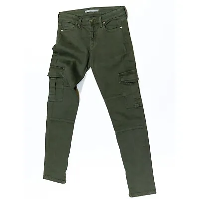 Vince Women's Cotton Stretch Cargo Utility Pocket Mid Rise Jeans Pants Green 28 • $22.50