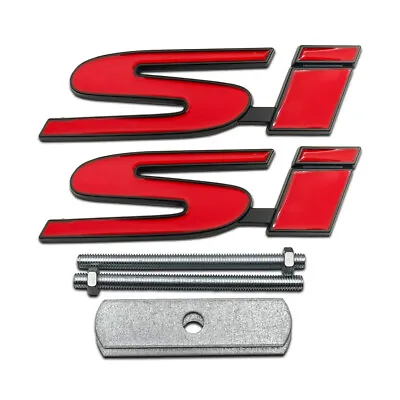 Black & Red Metal Si Emblem Front Grille Logo + Rear Lid Trunk Sport Car Badge • $11.99