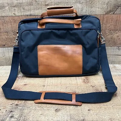 Johnston & Murphy Mens Navy/Brown Nylon/Leather Cross Body Laptop Bag  • $45