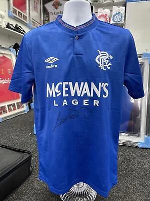 £125 • Buy Graeme Souness Signed Rangers Retro 87/90 Home Football McEwans Lager Shirt COA