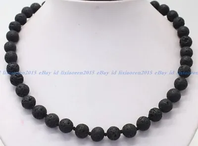 Black Lava Stone Diffuser Necklace Gemstone Reiki 6/8/10/12 Mm 18  • $6.05