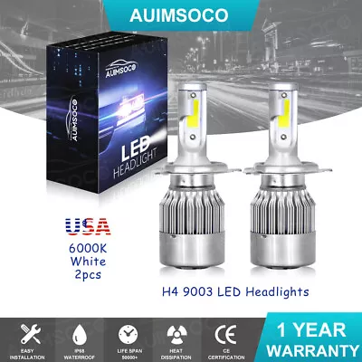 AUIMSOCO 9003/ H4 LED Headlight Kit High - Low Beam 6000K White Light Bulbs 25W • $29.99