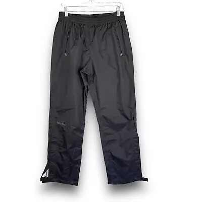 Marmot Pants Mens Medium Black Rain Nylon Precip Lightweight Zips At Ankle • $29.99