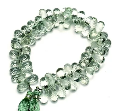 Natural Gem Green Amethyst Prasiolite 12x7 To 13x8mm Faceted Teardrop Beads 9  • $48.80