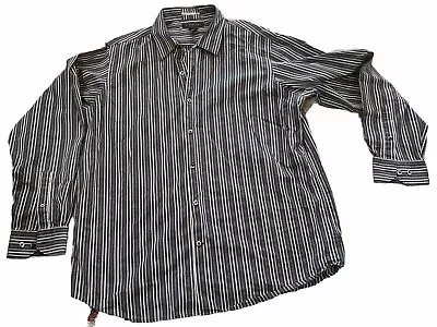 J. Ferrar Modern Fit Button Front Shirt Men's Sz XL(17-17.5) Multi Gray Striped • $14.80