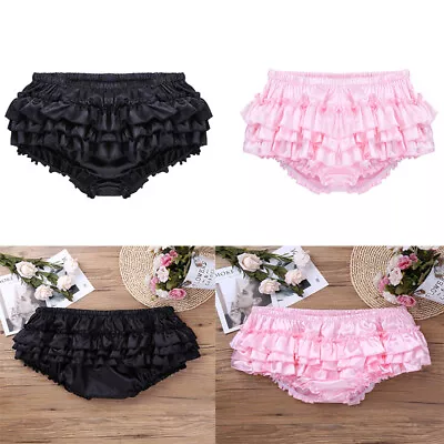 UK Men's Skirted Panties Satin Ruffle Briefs Bloomers Knicker Underwear Lingerie • £6.59