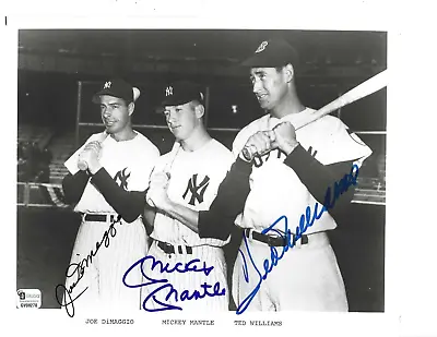 Joe DiMaggioTed WilliamsMickey Mantle Autographed 8x10 Baseball Photo PSA COA • $1446.99