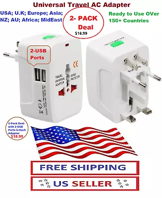 Universal World Travel AC Adapter Converter Multi Plug With 2USB US EU AUS Asia • $10.99