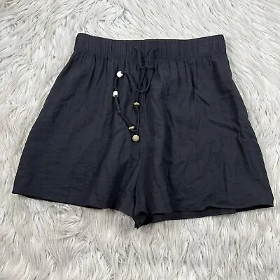 Zara Women's XS Black Light Weight Pull On Shorts Beaded Drawstring Boho • $19.99