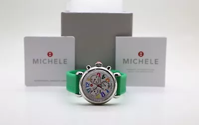 Michele CSX Carousel Chronograph Stainless Steel Watch Rubber Band MW03M00A0933 • $274