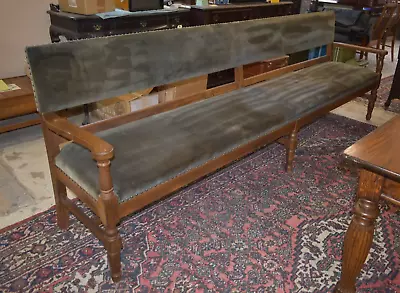 Antique RailRoad Station Large Green Upholstered Wood Bench • $1250