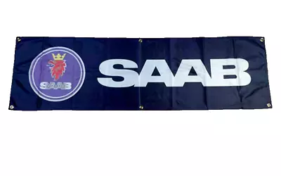 Saab Banner Flag Garage Scania Trucks Car Parts 1.5x5ft Retro Sweden Shop Logo • $17.49