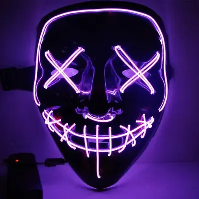 Glowing Black V Halloween Horror Glowing Vendetta Skull Mask Trick Or Treat Mask • $20.77