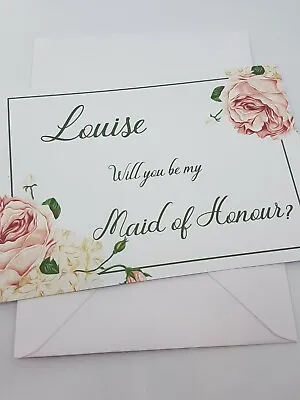 Will You Be My Bridesmaid Cards Personalised COMPLETE With Envelope • £2