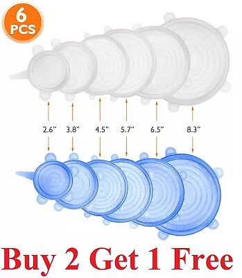$6.99 • Buy 6pcs Reusable Silicone Stretch Lids Kitchen Food Storage Wraps Cover Various 