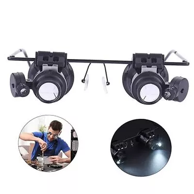 Head-Mounted Magnifier With LED Lights 20X Jewelry Loupe Hands Free Magnifier  • $16.50