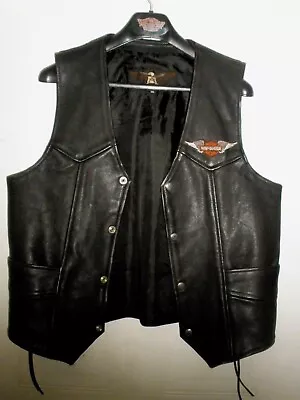 Quality Ashy Real Leather Biker Cut Waistcoat Black Size Xl • £38.50