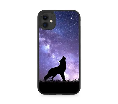 Wolf Silhouette Rubber Phone Case Cover Wolves Galaxy Moon Universe I228 • £15.90