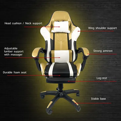 $119.95 • Buy QF Gaming Chair Office Seating Racing Computer PU Leather Executive Racer Footre