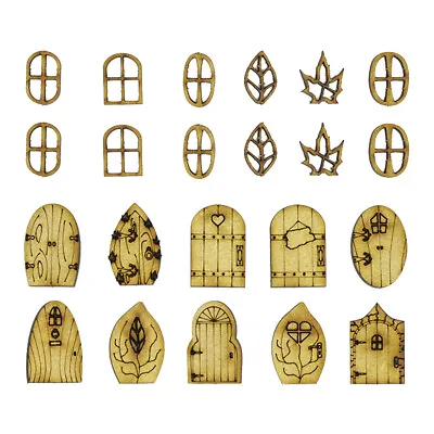 Mini Wooden Fairy Doors And Windows (10 3cm Doors 10 2cm Windows) Designs N-X • £3.95