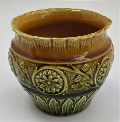 Antique British Art Pottery Wardle Majolica Small Vase Thistle Design C1880 • £4.99