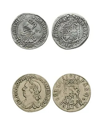 OLIVER CROMWELL SHILLING And CHARLES I SIXPENCE Novelty Souvenir Coin SET OF TWO • £4.50