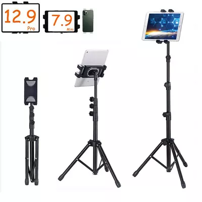 Portable Floor Tablet Tripod Stand Holder Carrying For IPad 4.7-12.9 Inch Height • £16.94