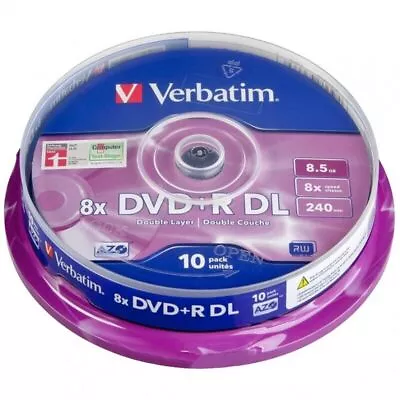 Tarrain 10 Discs Verbatim Dvd+r Dl 8.5gb 8x Pack 43666 Double Layer Lot Reel • $48.20