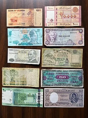 Great Lot Of 10 Mixed Banknotes Assorted Paper Money Foreign Currency Set • $10.95
