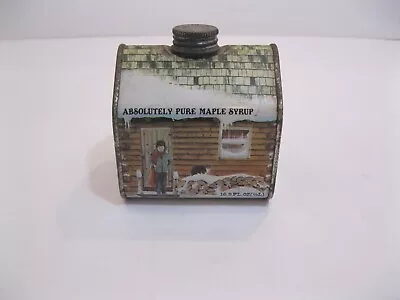 Absolutely Pure Maple Syrup 16.9 Oz Log Cabin Tin Metal Can 4  Tall New England • $12.99