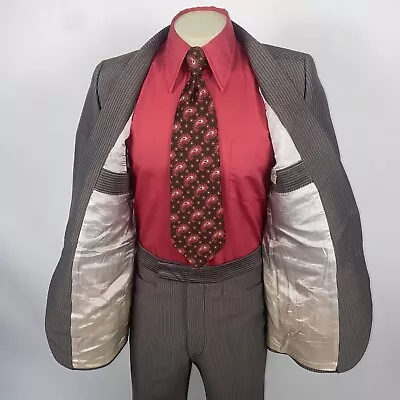 Vtg 50s 60s Mens Suit Leisure 40 Jacket Coat 34 29 Pants Shiny Disco Mobster Mod • $99.99