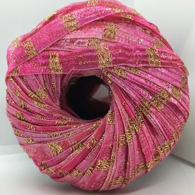 Memento Royale Berlini Glitter Ribbon Yarn #167 Pinks With Gold Metallic  3/8 Wd • $9.99