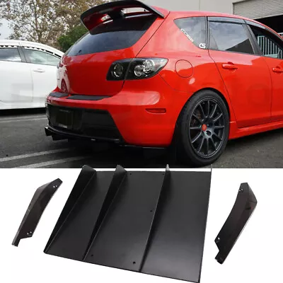$47.50 • Buy For Mazda Speed 3 07-19 Rear Bumper Diffuser 4-Fin Spoiler Lower Lip Splitter 