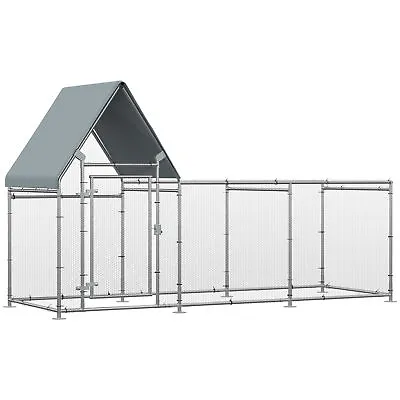 PawHut Walk In Chicken Run Large Outdoor Chicken Cage Coop W/ Cover 3 X 1 X 1.7m • £134.99